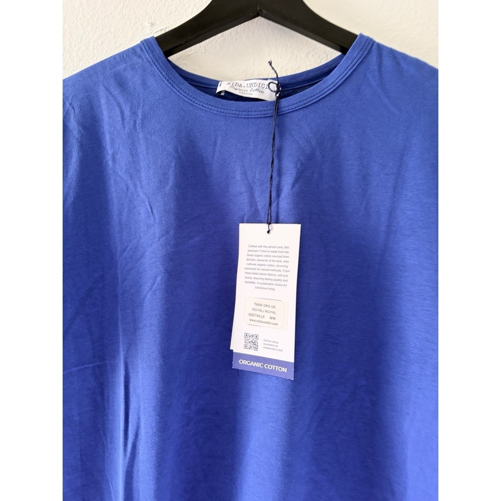 NWT Mida Undici Organic Cotton Men's T-Shirt Royal Blue Size M Made In Italy - Picture 2 of 6